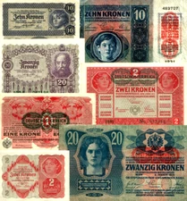 8 DIF RARE HISTORIC AUSTRO-HUNGARIAN EMP BILZ (1-20 KRONEN) 50-100-1000 OPTIONAL