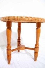 Schöner runder Beistelltisch Blumentisch Geflecht 3Beinig Kolonial Stil