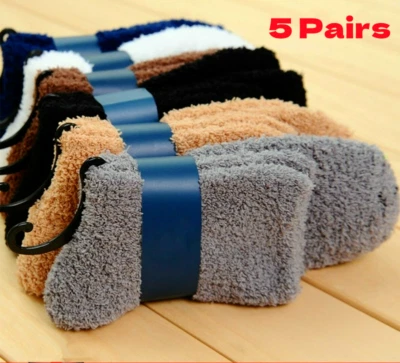 5 Pairs Cosy Bed Socks Mens Fluffy Home Sock Thick Indoor Winter Warm Soft Hot
