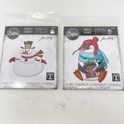 Sizzix Thinlits Tim Holtz Die Cuts EUGENE Colorize Penguin & Mr. Snowman Bundle