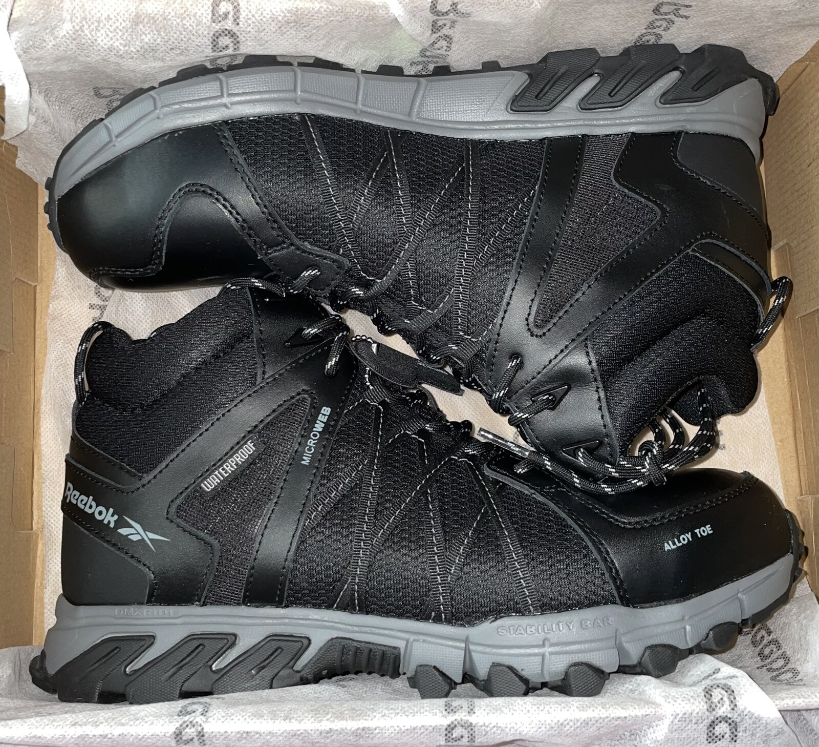 Reebok Mens Black/Grey Mesh Work Boots 