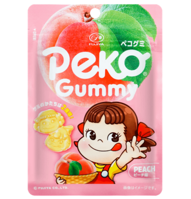 FUJIYA Peko Chan Peach Gummies Japanese Soft Fruit Candy (1.76 oz