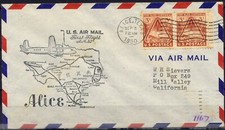 Cubierta Primer Vuelo Estados Unidos, 1950. Alice to Mill Valley. Área de Texas, Alic