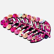 USA HANDMADE LEAF Hair Clip Hairpin use Swarovski Crystal Elegant Pink L7