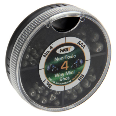 2 x 4 Wege Mini Split Shot Gewicht ungiftiges Blei AAA BB No1 No4 grobe Karpfen 