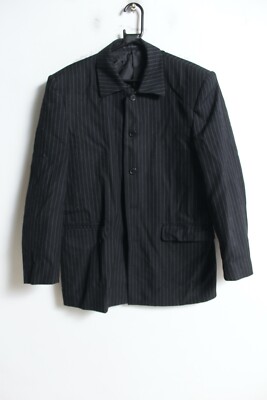 Tyler Herren Vintage Nadelstreifen Anzugjacke - Schwarz - Größe 38 Reg (k76)