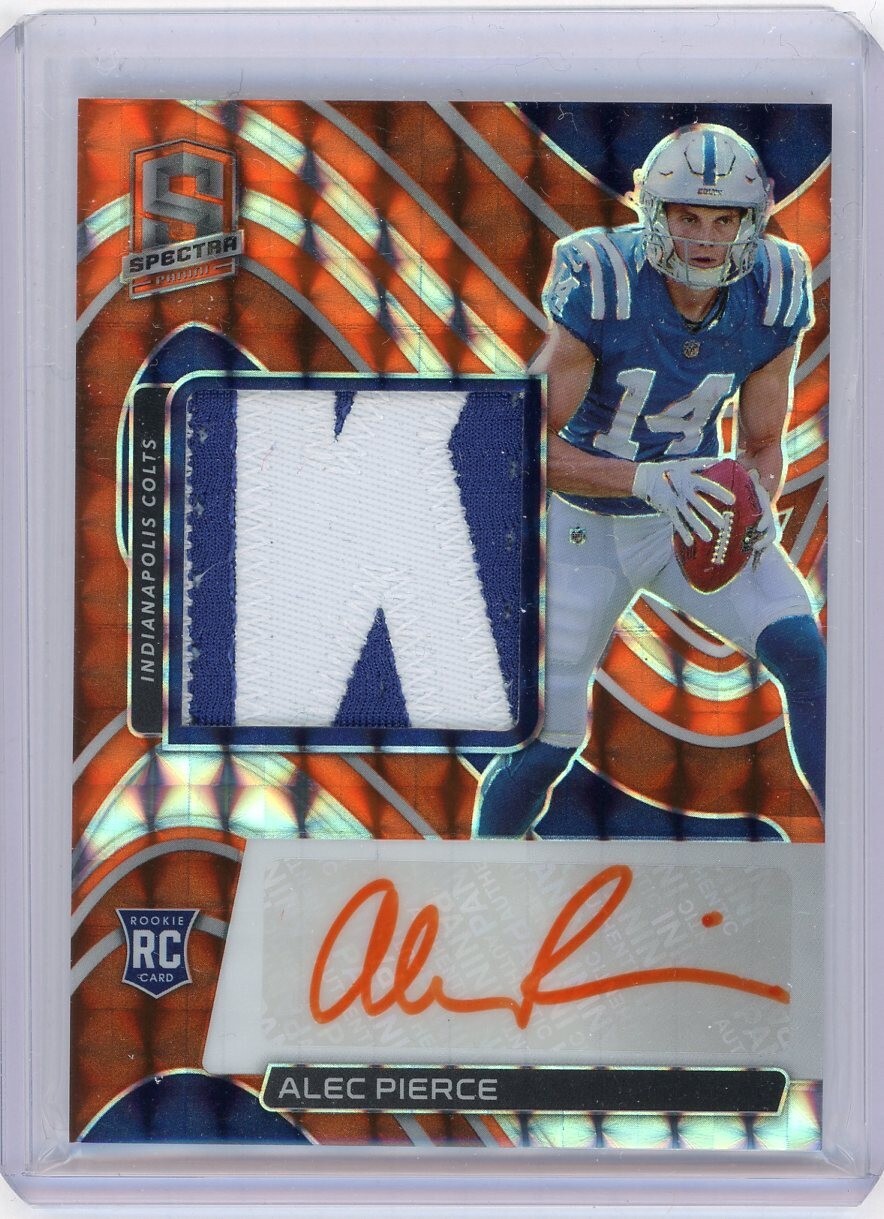 2022 Panini Spectra Football Orange Rookie Patch Autograph #219 Alec Pierce 7/15