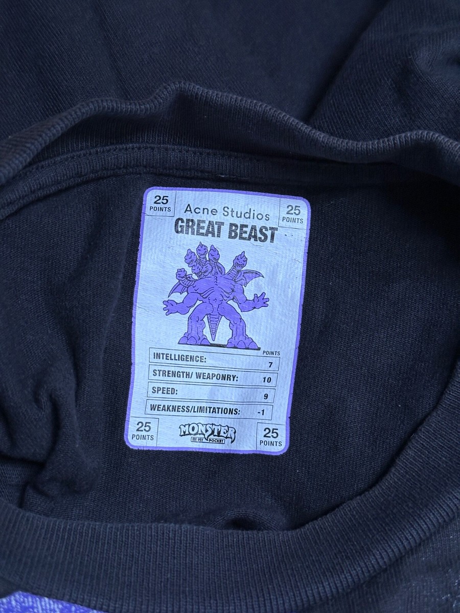 Acne Studios x Monsters in my Pocket T Shirt XS Mens Black Long