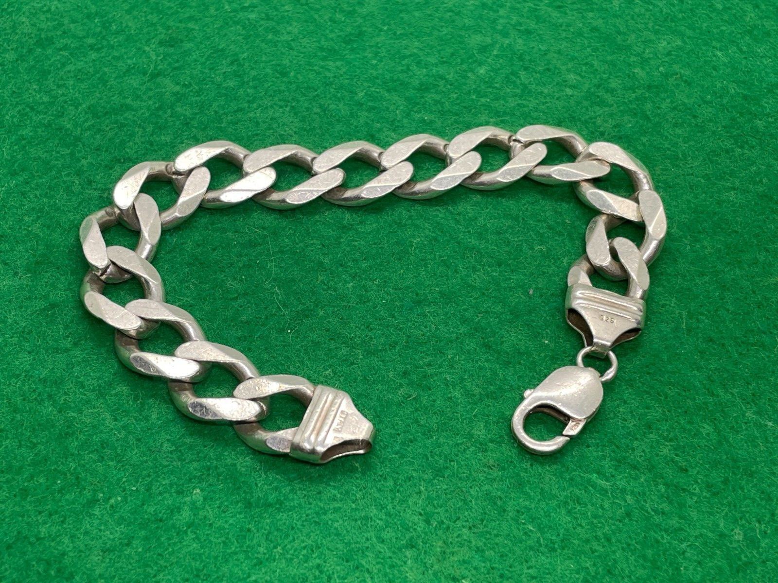 SOLID STERLING SILVER FLAT CURB LINK BRACELET 44.… - image 1