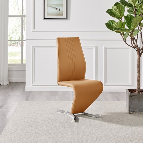 (x2) WILLOW 'Z' Faux Leather Silver Chrome Black/White/Grey/Yellow Dining Chairs - Picture 26 of 36