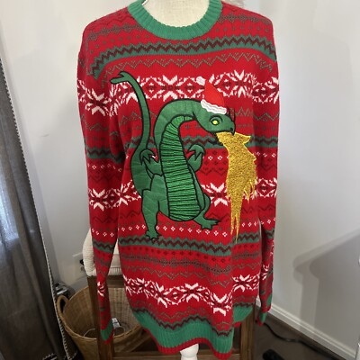 33 Degrees Men's Ugly Christmas  Dragon Sweater Size XL  Extra Large