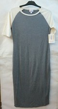 Lularoe Womens Julia Dress Fitted Short Sleeve Bodycon Grey White Sz XS BB-6