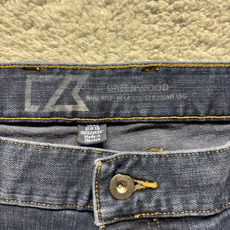 Pantalones de mezclilla Cutter Buck Greenwood para hombre 42x30 azul lavado medio algodón relajado recto Foto 3 de 4