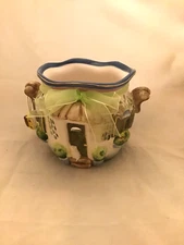 HOME INTERIOR Ceramic Cottage House Candle Holder Butterfly Floral Windows CC