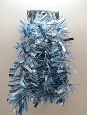 9' Christmas Shoppe Light Blue & White Speckles Tinsel Garland  (I1B529C)