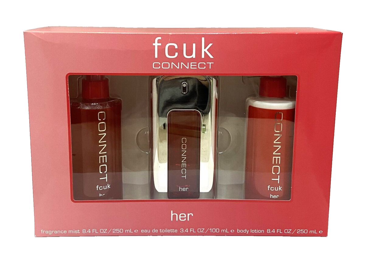 FCUK CONNECT HER 250ML FRAGRANCE MIST 100ML EDT 250ML BODY LOTION GIFT  SET