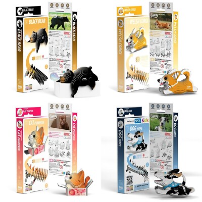  Eugy 3D Model Craft Kit   Dogs & Cats Set (4 Models) | Red Dot Winner Product