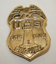 VINTAGE STYLE BRASS US LIGHTHOUSE SERVICE BADGE REPRODUCTION 
