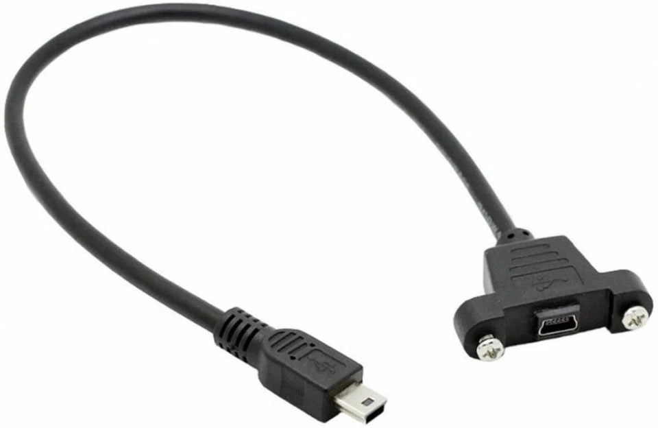 Mini USB Male to Female Panel Mount Extension Cable With Screws - 0.3m - Image 3 of 4