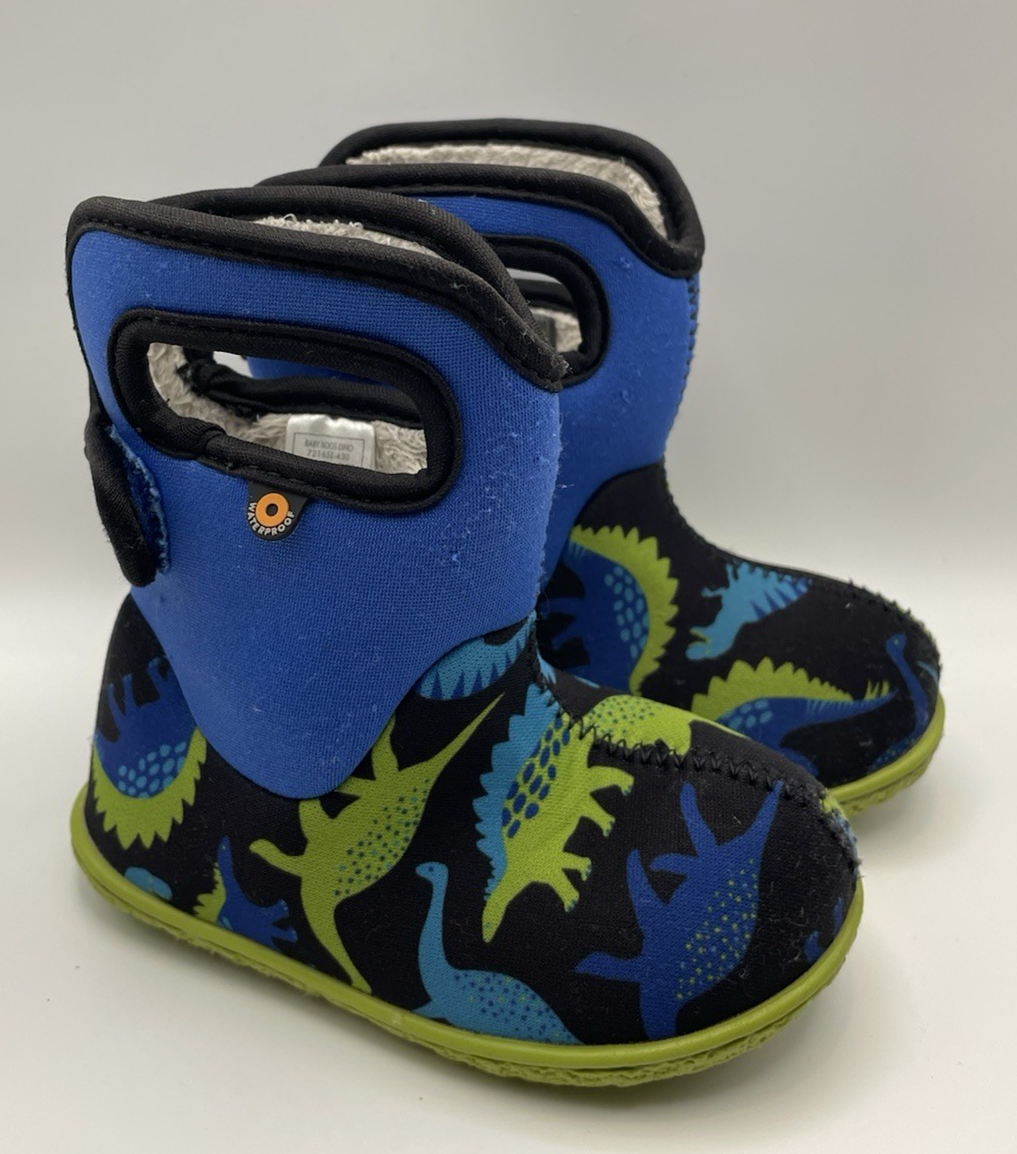 Bogs Baby Rain Boots Dinosaur Blue Toddler Kids Size 6 Neoprene