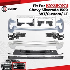 Front Bumper Cover For 2022-2025 Chevy Silverado 1500 w/Bracket w/o Park Sensors
