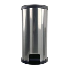  Kitchen Trash Can, 7.9 Gallon Plastic Step Garbage Bin with Lid, Silver