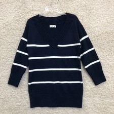 Hollister Sweater Dress Small Adult Petite Blue Striped V Neck Pullover Women PS