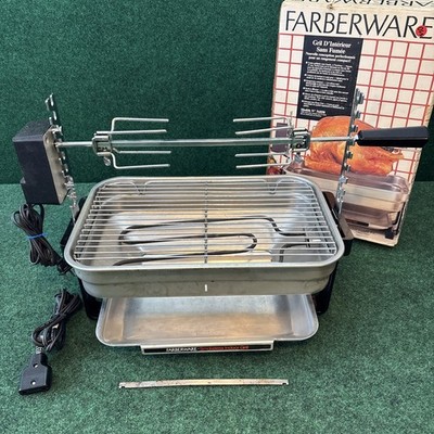 Farberware Indoor Smokeless Electric Broiler Rotisserie Grill R4550 COMPLETE 