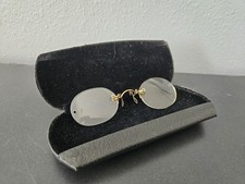 Antique Pinch Nose Spectacles Eyeglasses With Case Art Deco