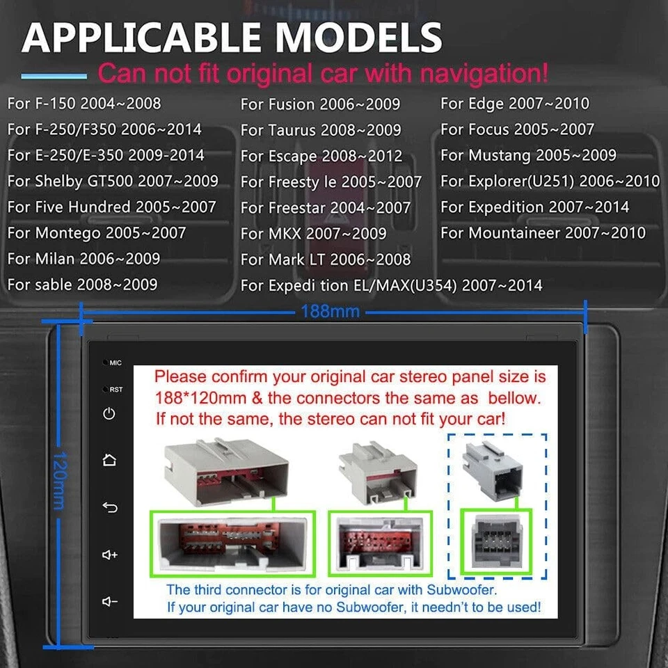 Radio Apple Carplay GPS WIFI con cámara Android 13 navegación para Ford Fusion 2006-2009 Foto 4 de 4
