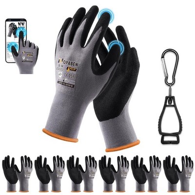 Work Gloves for Men and Women, MicroFoam Nitrile Coated Safety Glov... Fast Ship