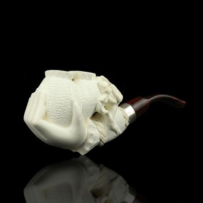 Lady Hand Holds Rose Smoking Pipe,block Meerschaum New Handmade Custom Case#1064