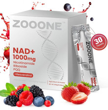 ZOOONE NR1000 NAD Drink Mix - Berry Flavor, Energy  Skin Support, 30 Pack