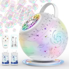 Rechargeable Bubble Machine - Auto 90 /360  Rotation, 4x5x7 inches, White