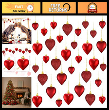 30 Valentine's Day Heart Ornaments - Tree Hanging Decorations, 3 Styles, 2 Sizes