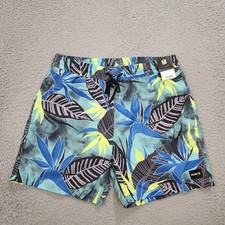 Hurley Swim Trunks Shorts Mens Medium Bird Rock Volley 17" Swim Tropical Leaf