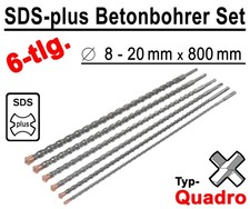 SDS-plus Betonbohrer Set 6-tlg Quadro Bohrer Hammerbohrer 8mm - 20mm x 800mm