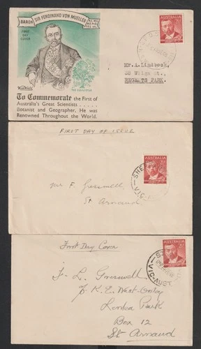 3 Australia 1948 FDC Cover Botanist Sir Ferdinand Von Mueller