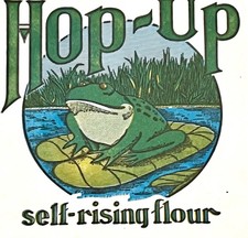 Colorful Collectible 2 lbs Hop-Up Frog Self-Rising Flour Paper Sack 1989, 6.5x9"