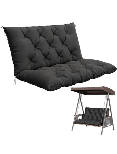 Porch Swing Cushion with Backrest,Waterproof Bench Cushion Black,40x40 in 5