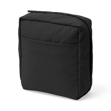 MUJI Water Repellent Nylon Pouch Square Slim Wide Mouth Drawstring Black Pink