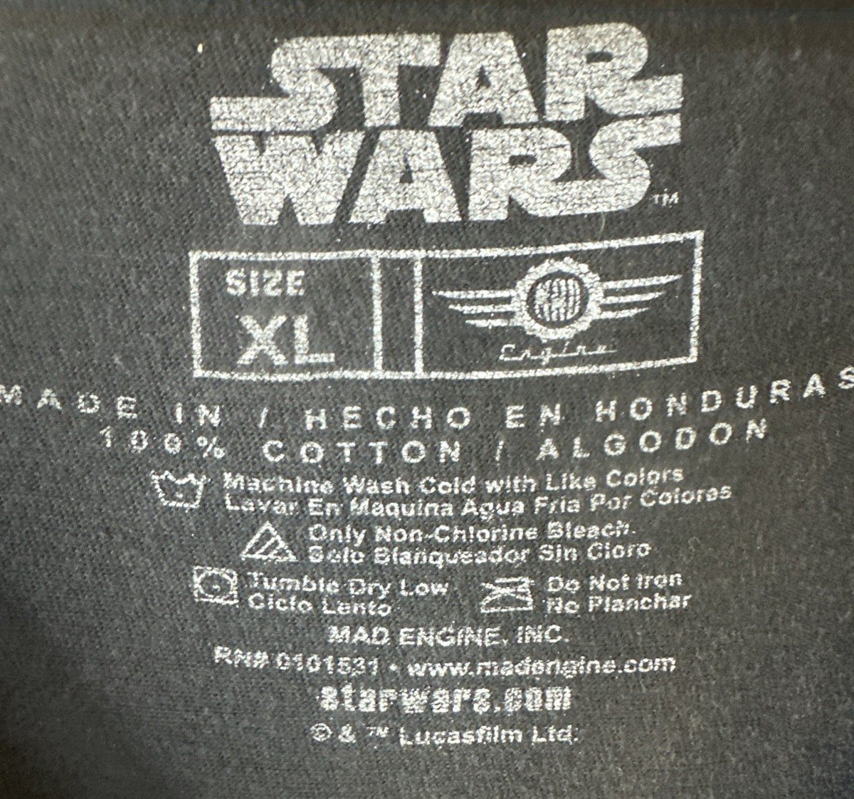 Star Wars The Force Awakens Size XL Men's T-Shirt Black Kylo Ren Mad Engine View 3