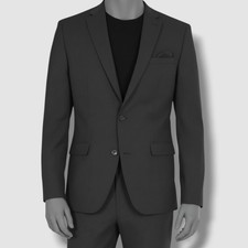 Bar III Men's Gray Wool Solid Slim Notch Lapel Two-Button Suit Jacket Size 46R