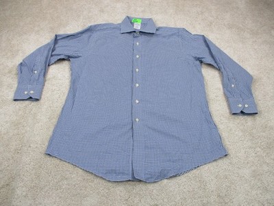 Brooks Brothers Shirt Mens 16.5 2/3 Blue Plaid Regent Non Iron Cotton Button Up