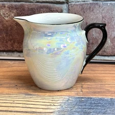 VTG Union K Czechoslovakian Lusterware Pitcher Creamer Vase Art Deco Iridescent