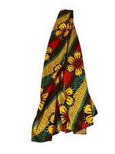 African Print Satin Scarf-Headscarf-Floral Print-Color: Yellow/Red/Green/Black