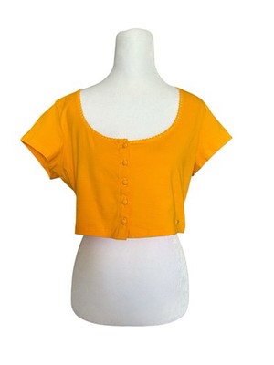NWT Savage X Fenty Marigold Cotton Jersey Crop Top Size XL Baby Doll Scoop Neck