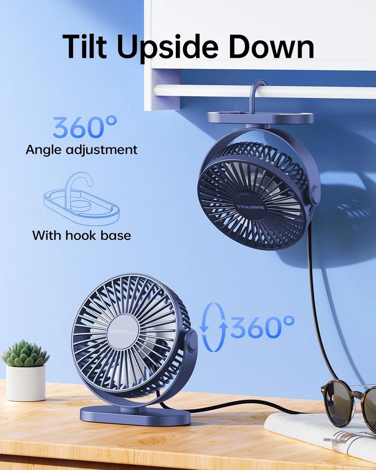Clip-On Mini USB Fan – Rechargeable Quiet Desk Fan, Suitable for Home, Office. - Image 3 of 4
