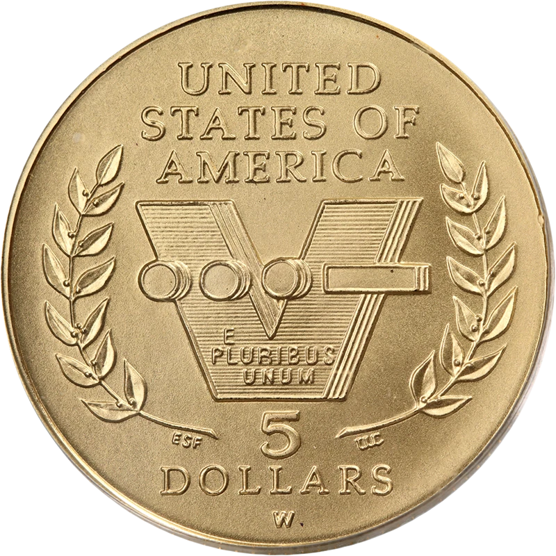 1991-1995-W World War II Commemorative Gold $5 PCGS MS70 Strong Strike - Image 2 of 4