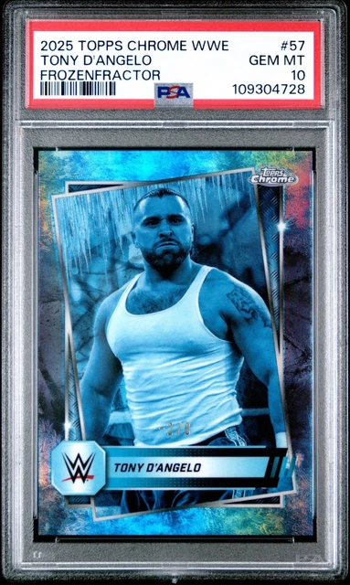 2025 Topps Chrome WWE Tony D’Angelo #57 Frozenfractor -2/0 PSA 10 POP 1